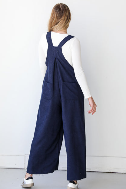 navy Corduroy Jumpsuit back view