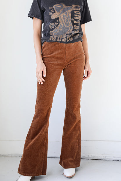 camel Corduroy Flare Pants