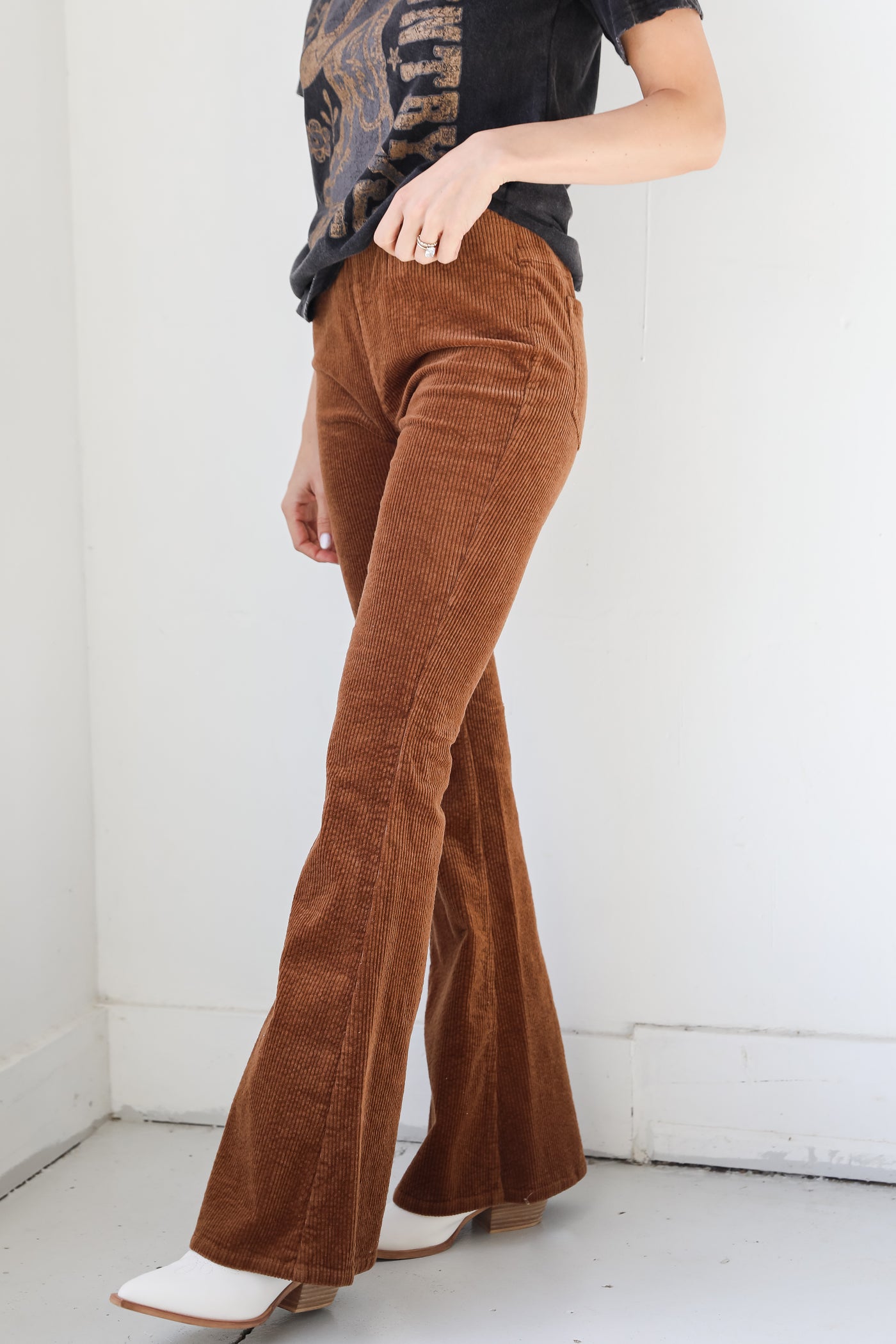 camel Corduroy Flare Pants side view