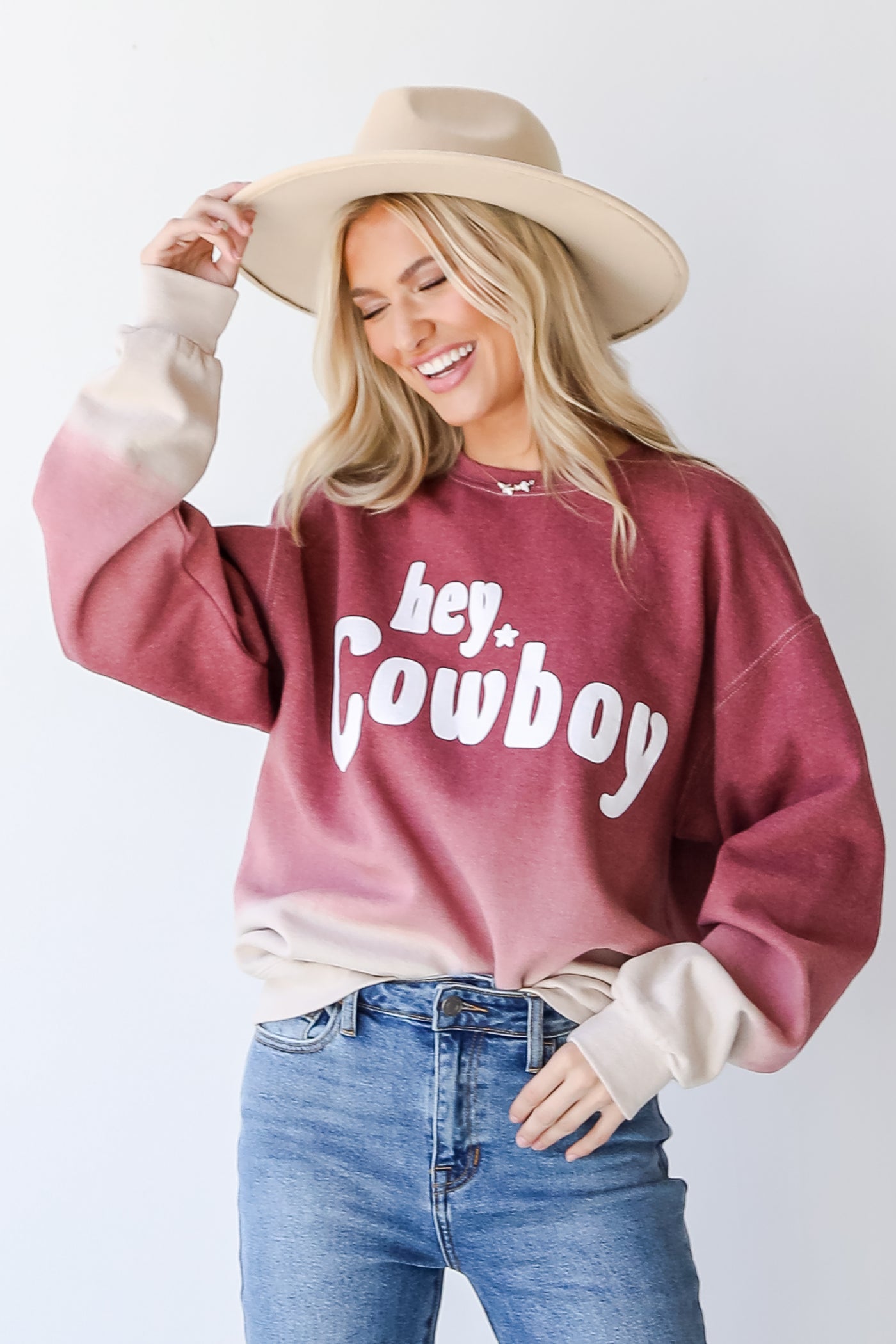 Hey Cowboy Ombre Pullover front view