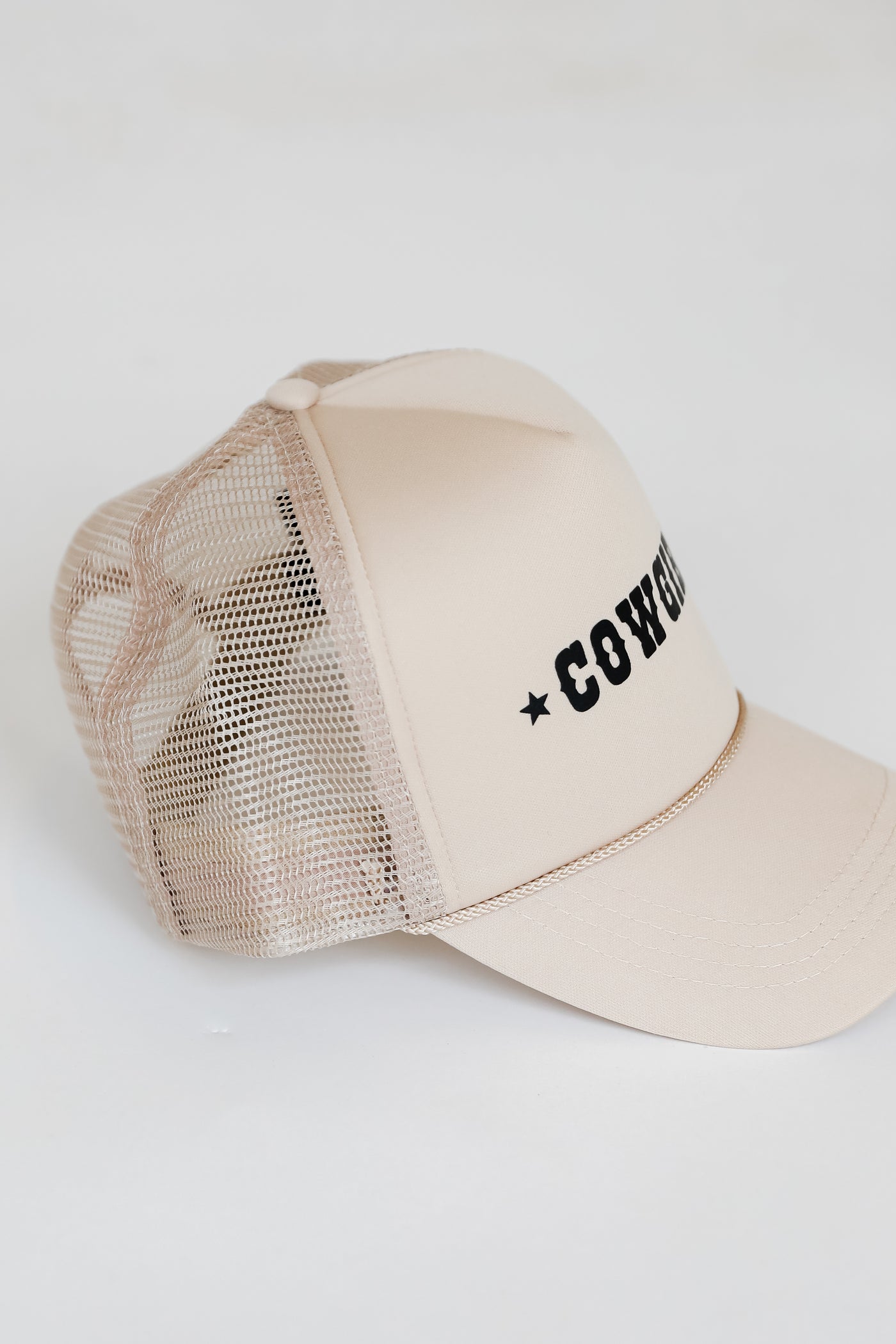 Cowgirl Trucker Hat flat lay