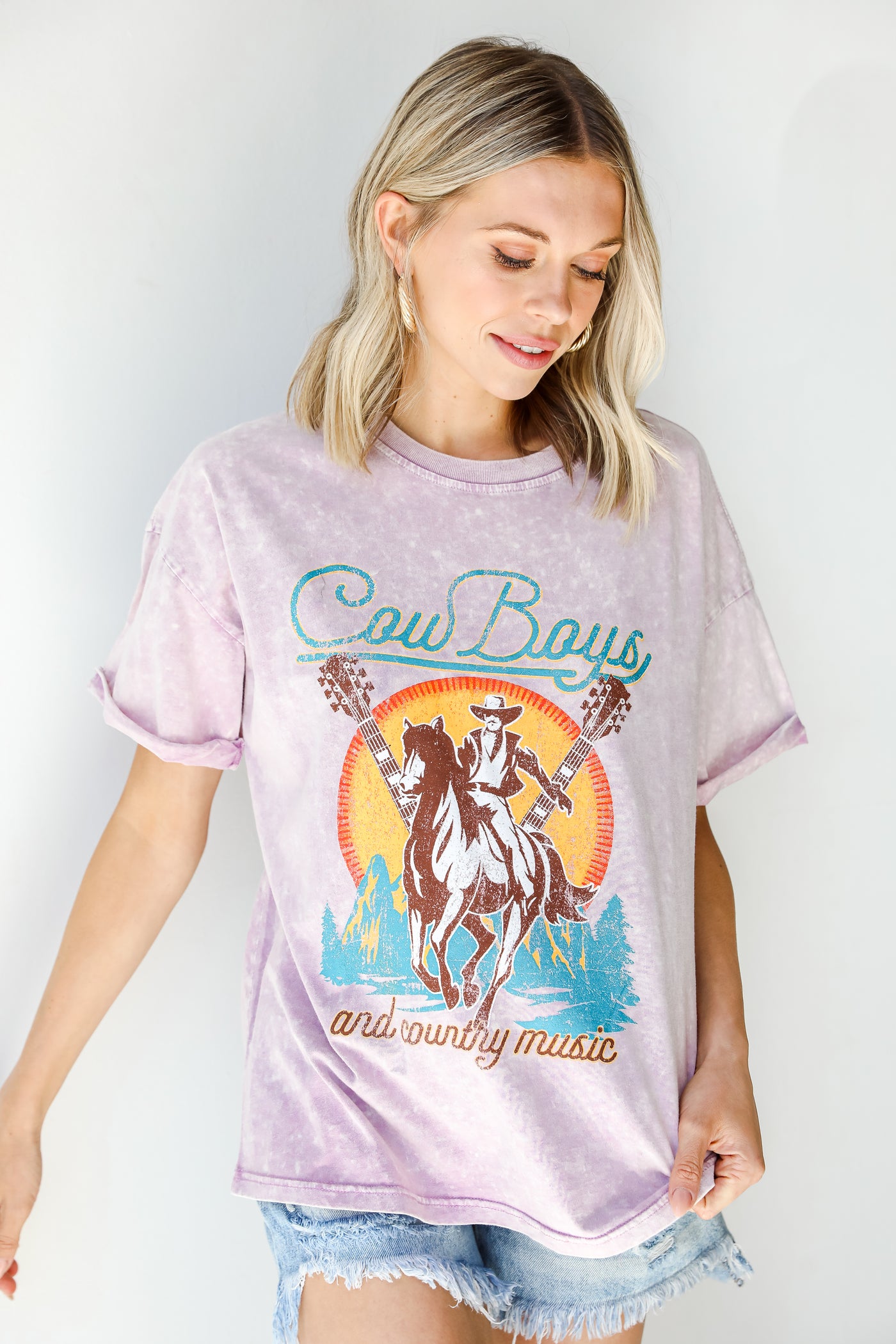Cowboys And Country Music Acid Washed Tee