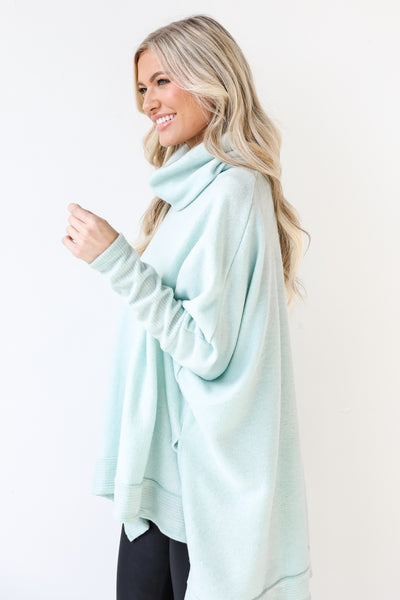 Cowl Neck Sweater in mint side view