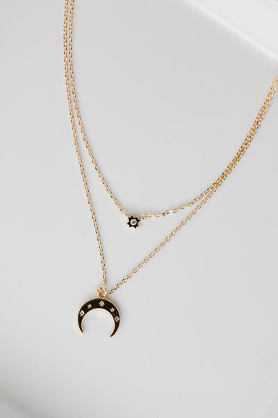 Gold Crescent Horn Layered Necklace from dress up