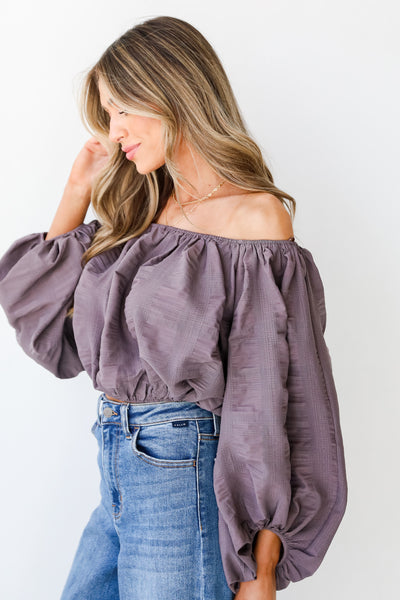 brown Cropped Blouse side view