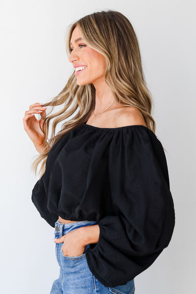 black Cropped Blouse side view