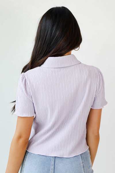 purple Cropped Button-Up Blouse back view