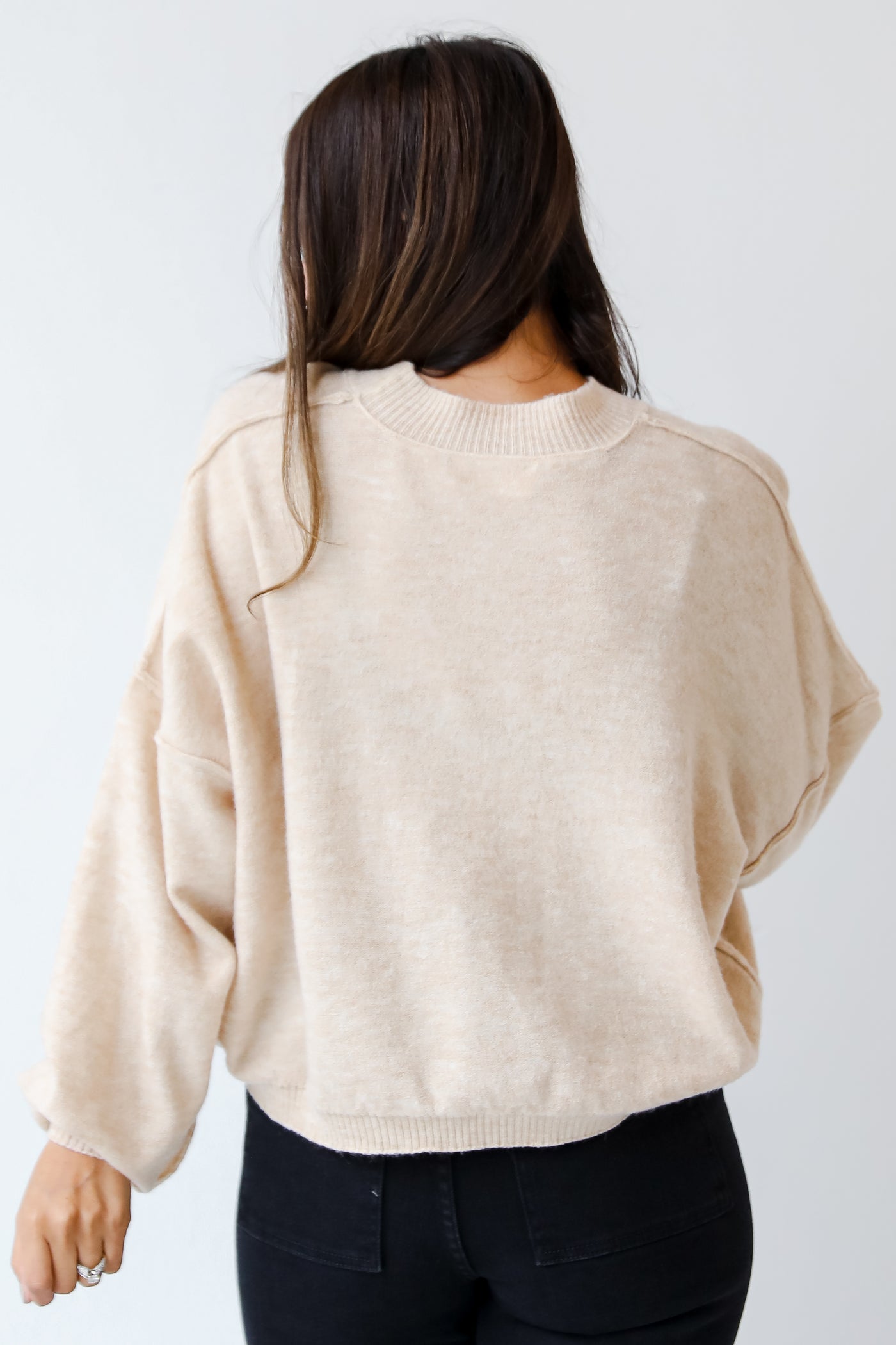 taupe sweater back view
