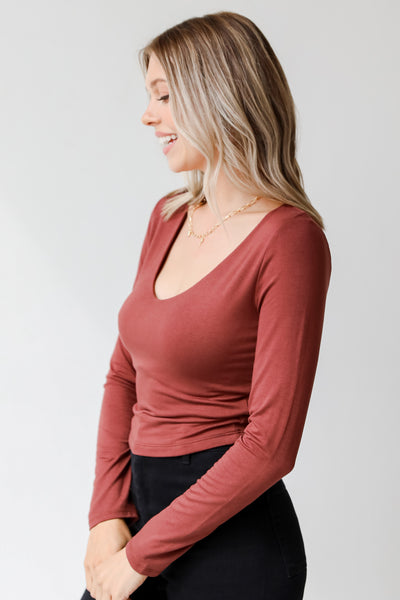 maroon basic top side view
