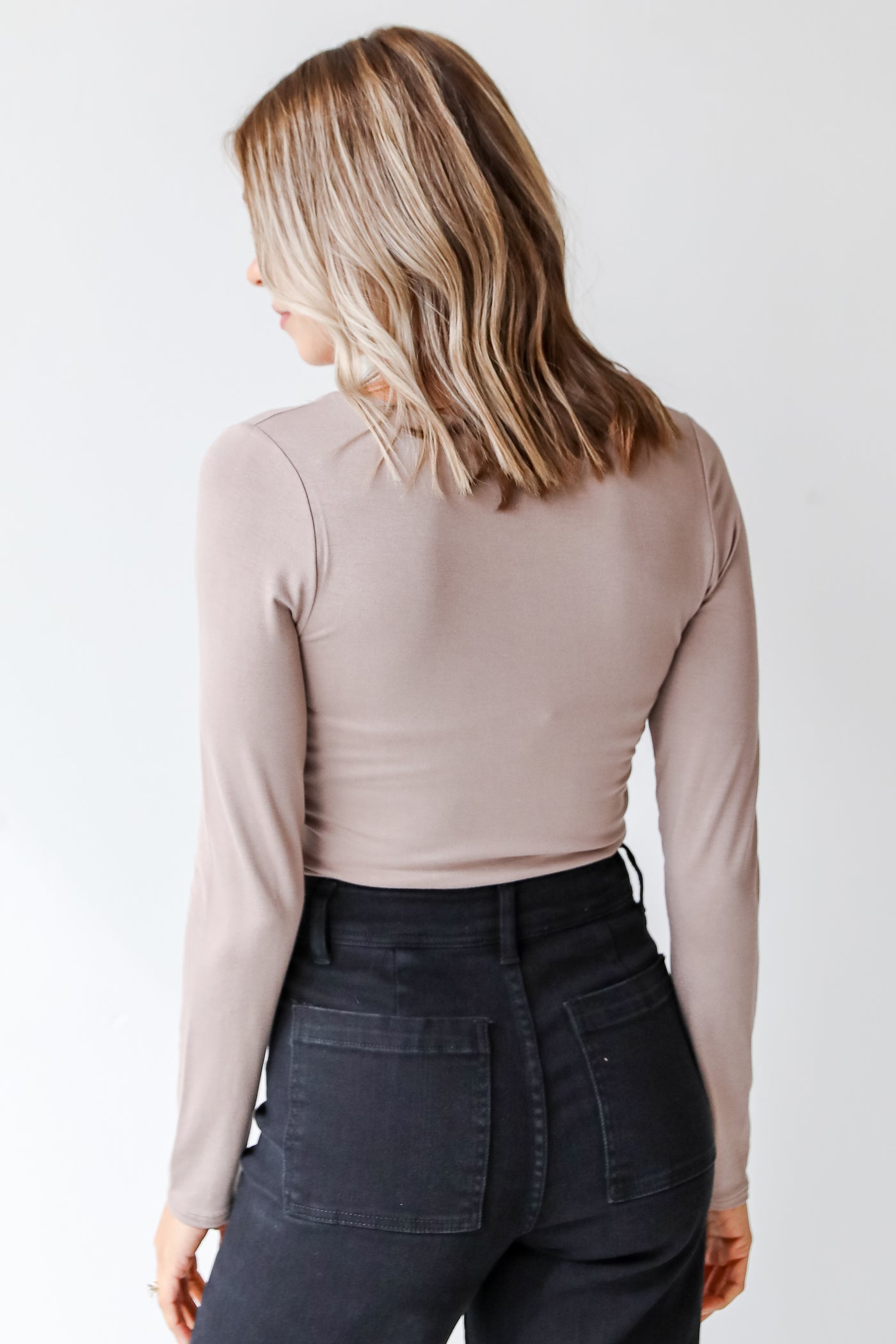 taupe basic top back view
