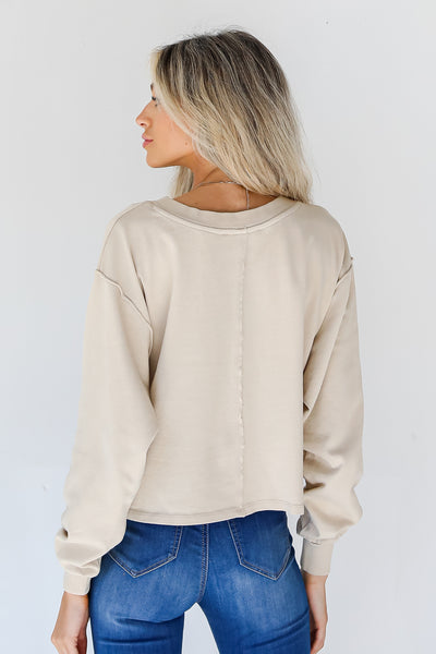 Cropped Pullover in ivory back view