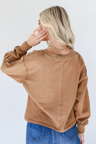 Cropped Pullover in tan back view