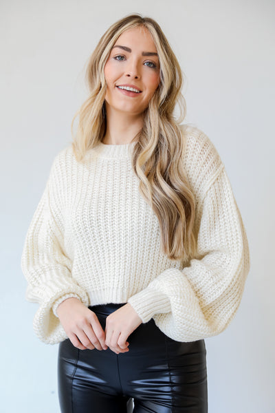 white Cropped Sweater