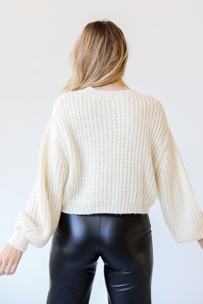 white Cropped Sweater back view