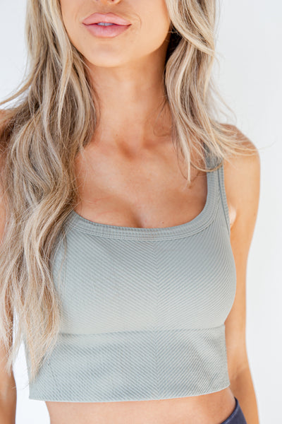 Seamless Cropped Tank in sage front view