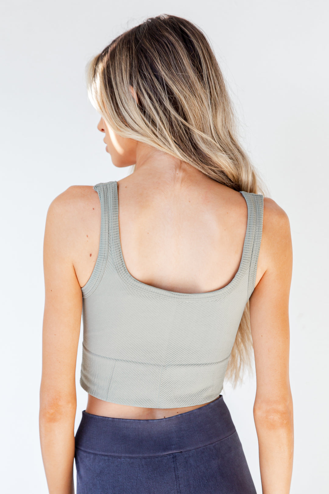 Seamless Cropped Tank in sage back view