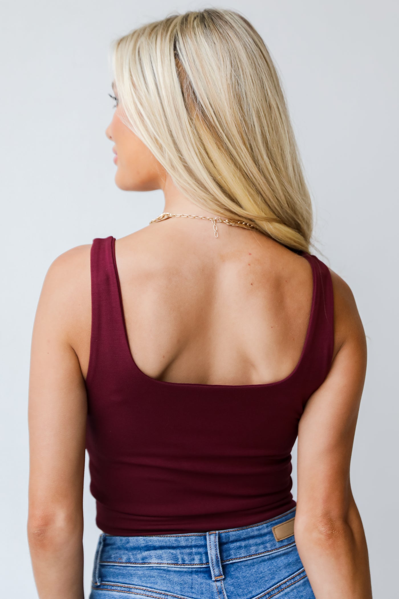 burgundy Cropped Tank back view