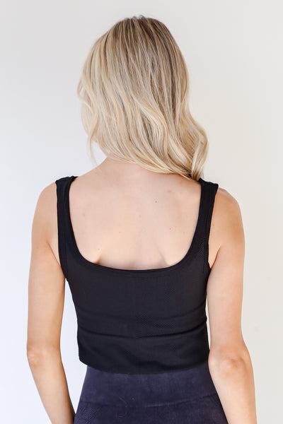 Seamless Cropped Tank in black back view