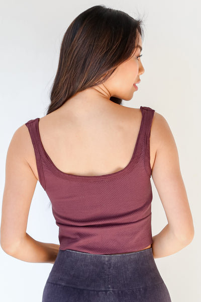Seamless Cropped Tank in wine back view