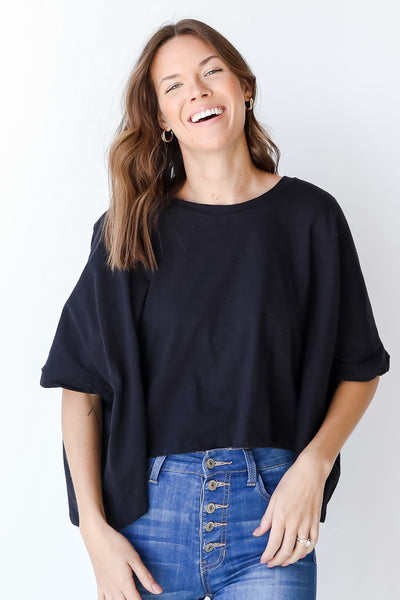 Oversized Top in black front view