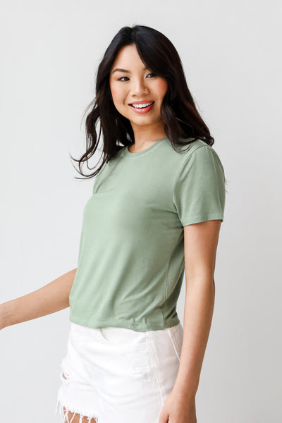 sage Everyday Cropped Tee side view