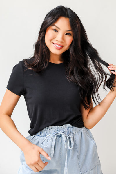 black Everyday Cropped Tee on model
