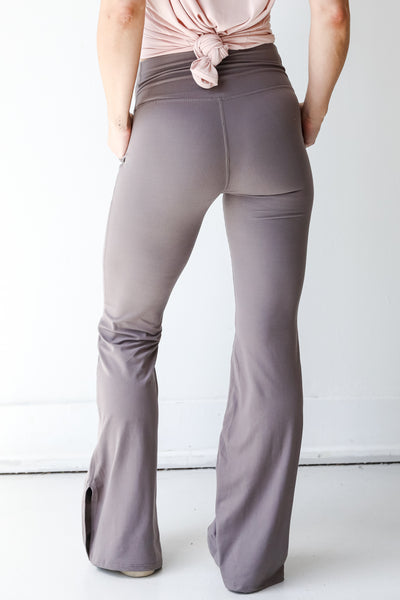 Crossover Flared Leggings in grey back view