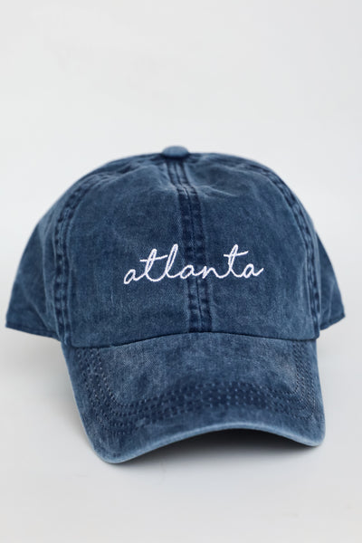navy Atlanta Script Embroidered Hat