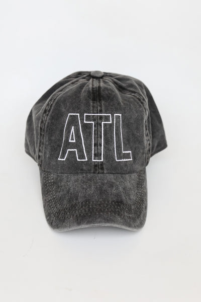 black ATL Vintage Embroidered Hat flat lay