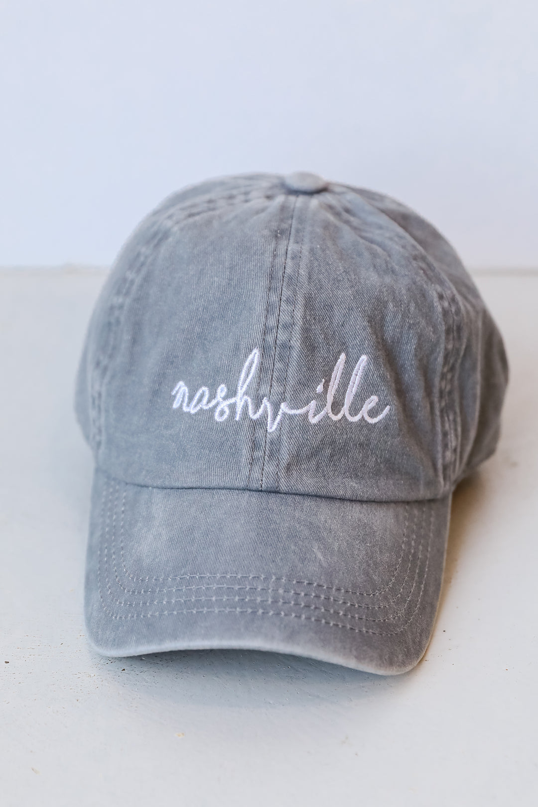 grey Nashville Script Embroidered Hat
