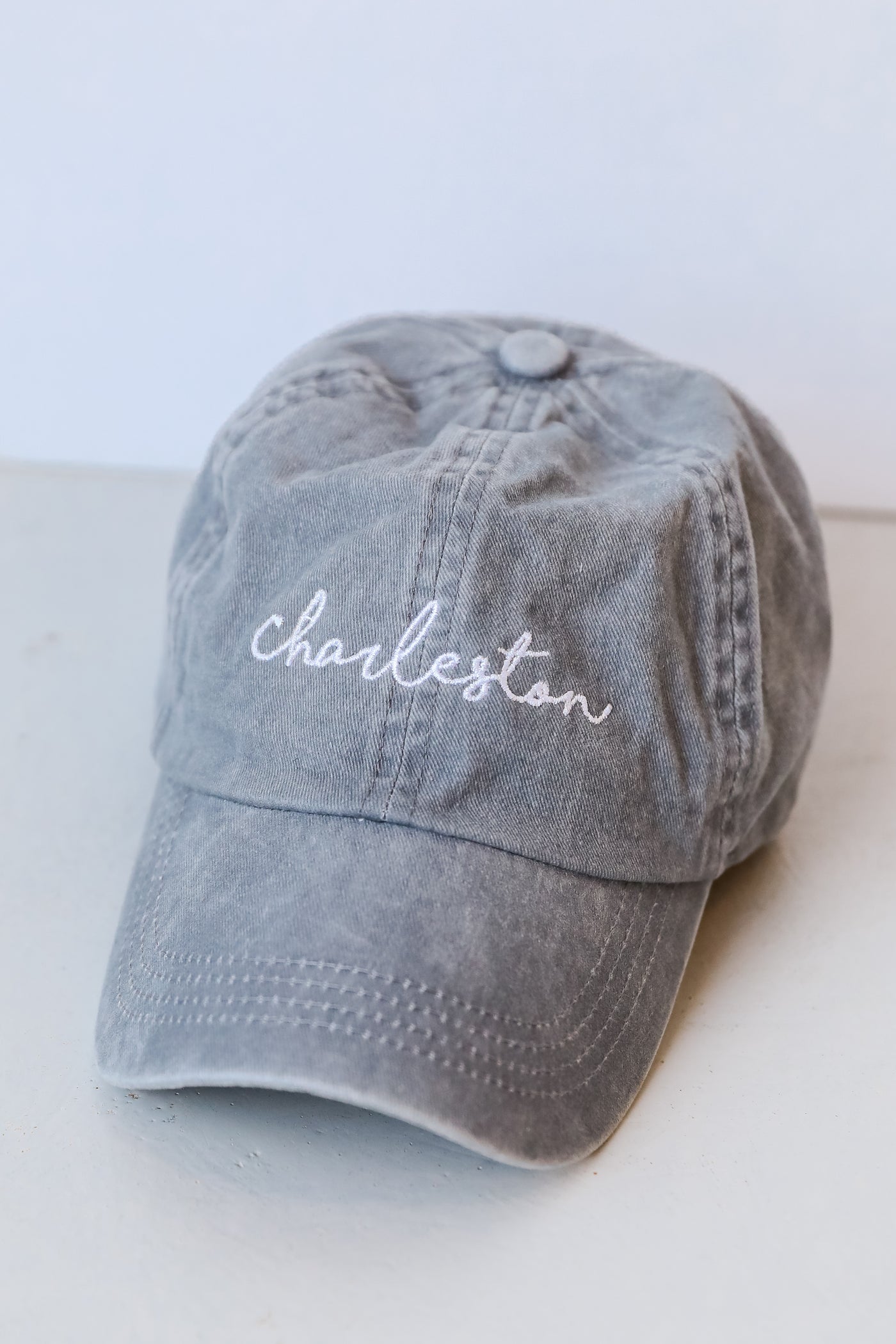 grey Charleston Script Embroidered Hat