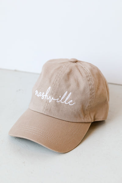 taupe Nashville Embroidered Hat side view