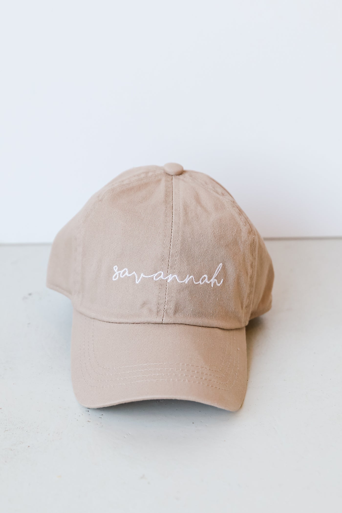 taupe Savannah Embroidered Hat close up