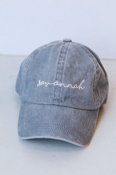 grey Savannah Script Embroidered Hat