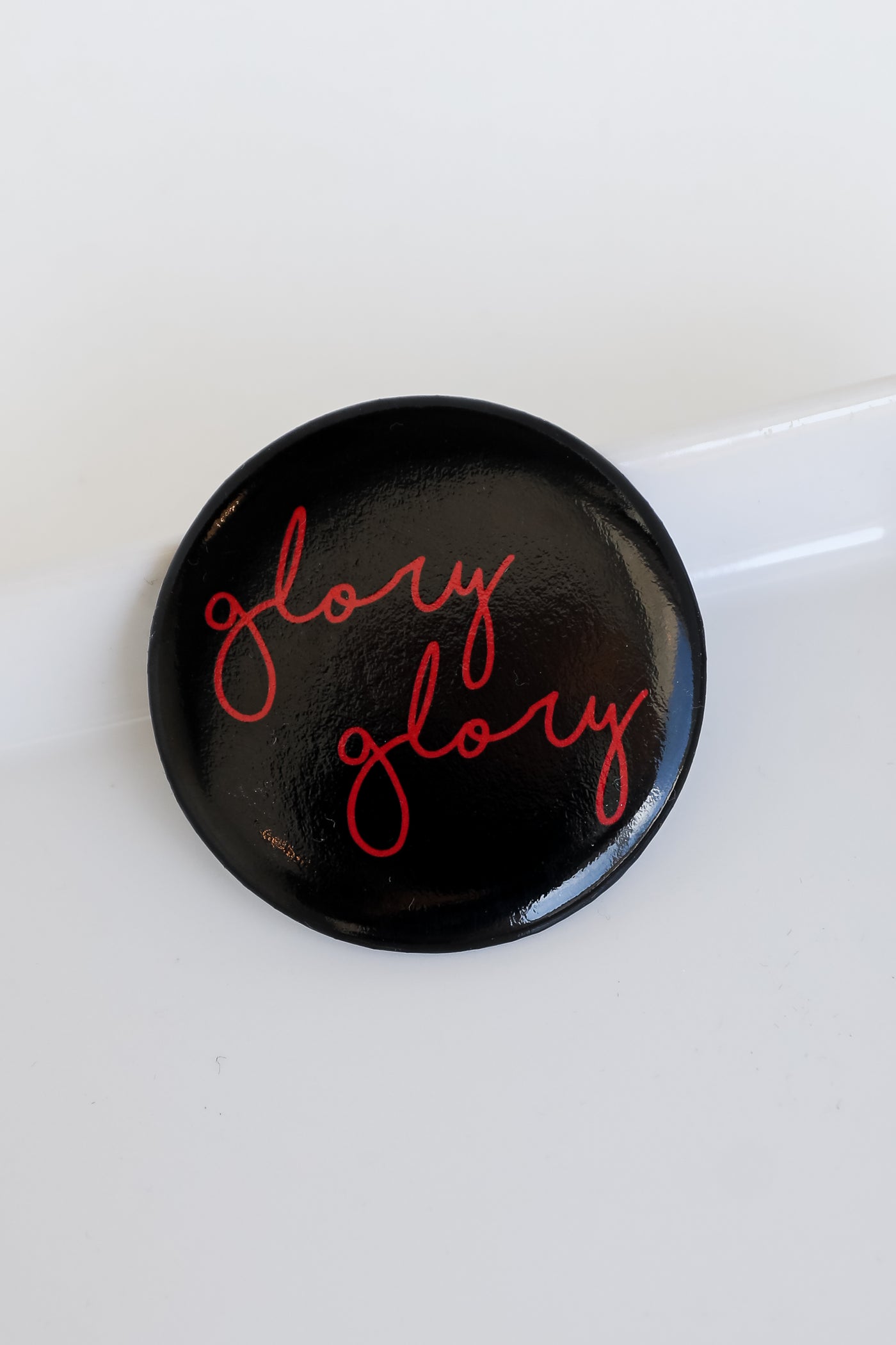 black Large Glory Glory Script Button
