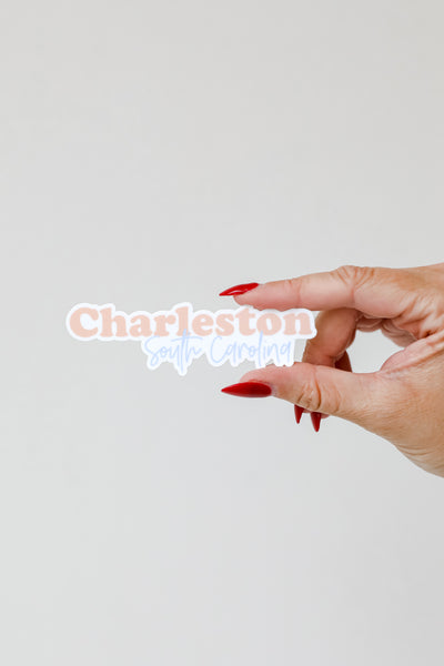 Peach Charleston South Carolina Script Sticker