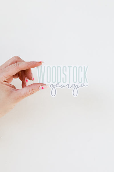 Woodstock Script Sticker close up