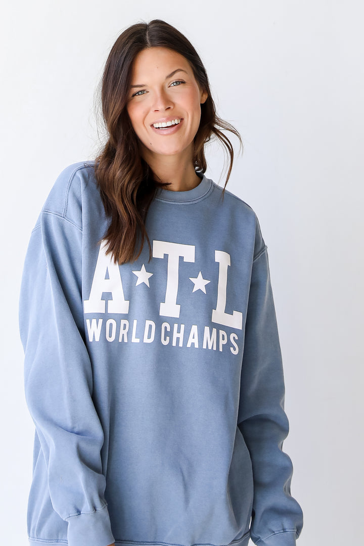 ATL World Champs Pullover on model