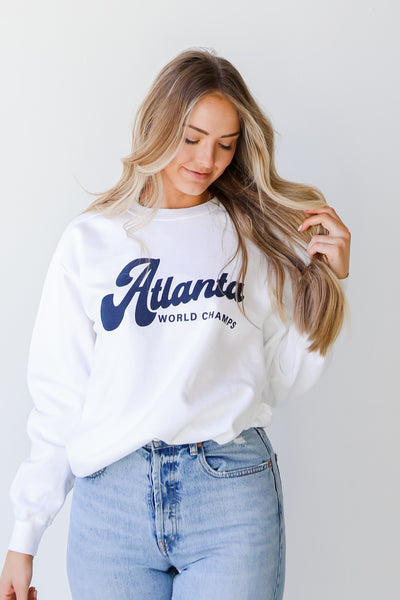 Atlanta World Champs Pullover. Braves Graphic Sweatshirt. Braves Game Day Outfit