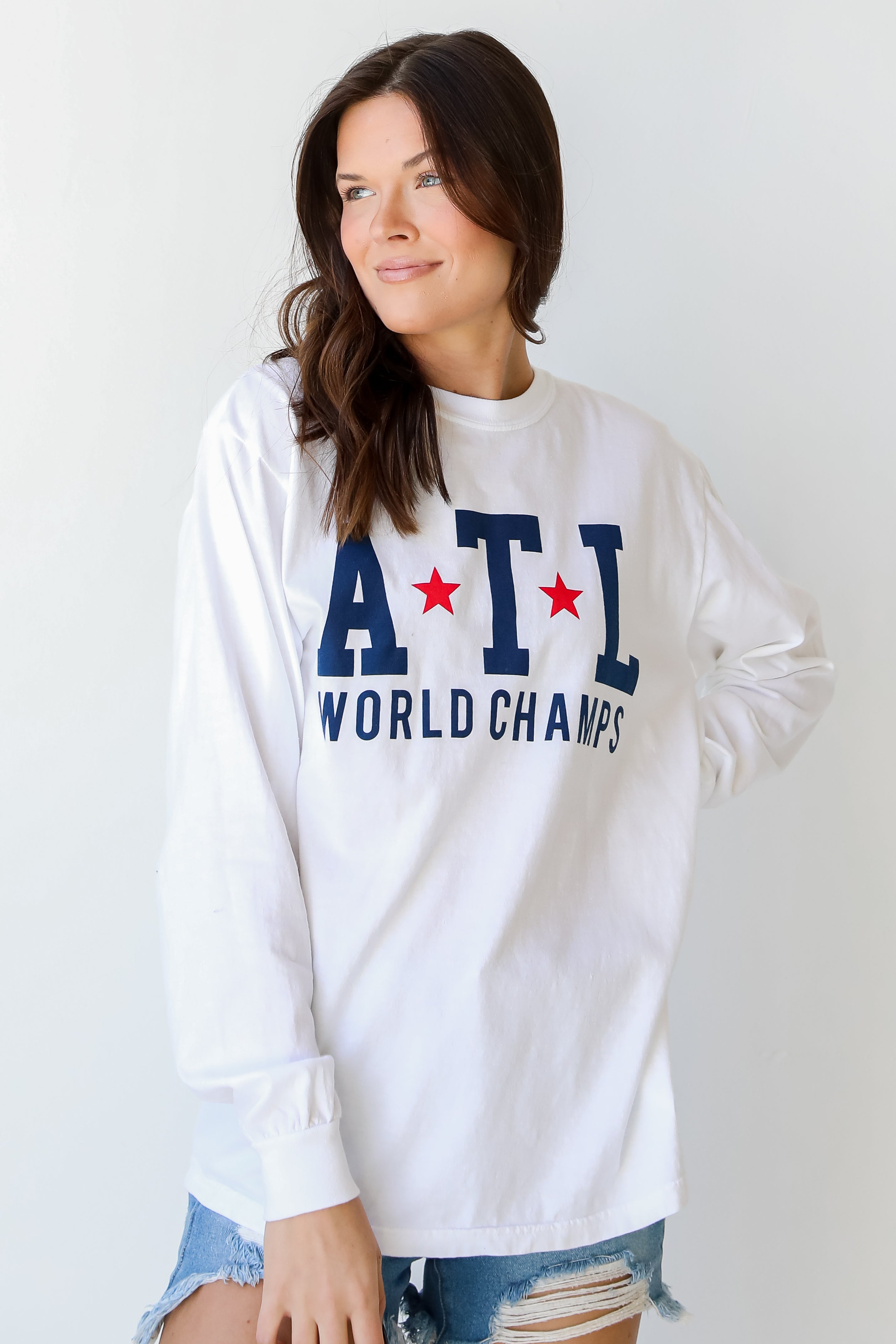 ATL World Champs Long Sleeve Tee on model