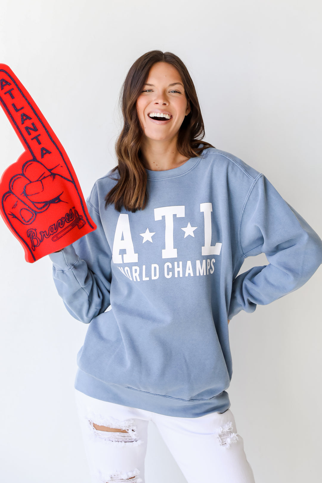 ATL World Champs Pullover. Braves Game Day Outfit. Braves Graphic Sweatshirt.