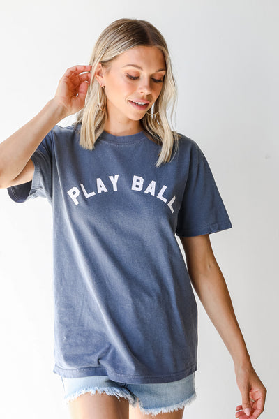 Navy Play Ball Graphic Tee front view