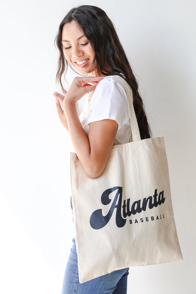 Atlanta Baseball Tote Bag on model