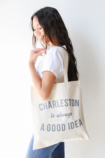Charleston Is Always A Good Idea Tote Bag on model