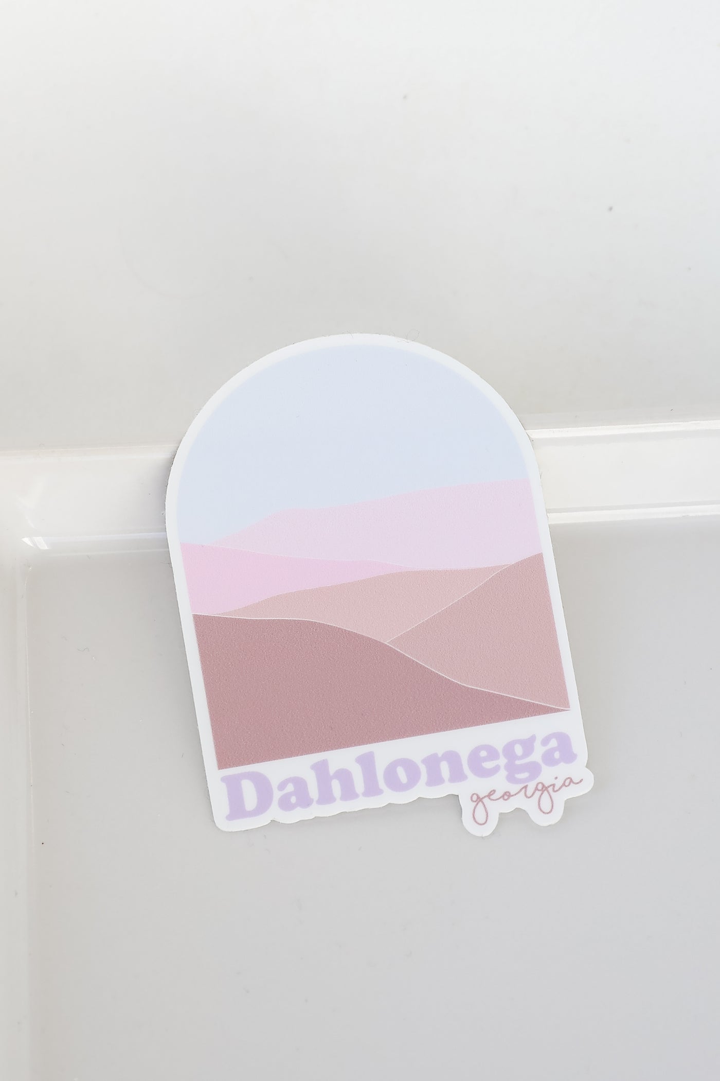 Round Dahlonega Georgia Mountain Sticker in blush