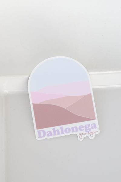 Round Dahlonega Georgia Mountain Sticker in blush