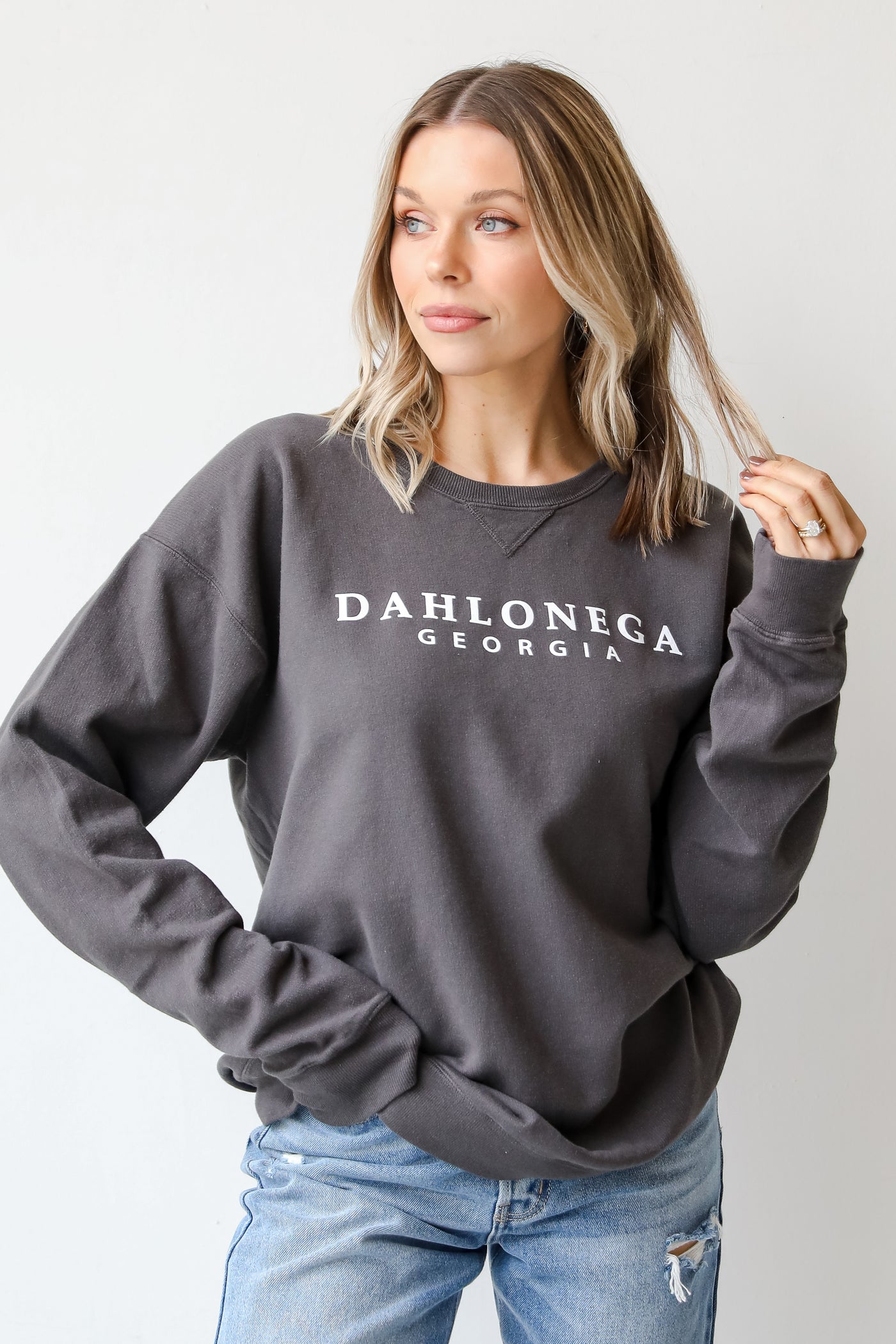 Charcoal Dahlonega Georgia Pullover. Graphic Sweatshirt. Georgia Sweatshirt. Oversized Graphic. 
