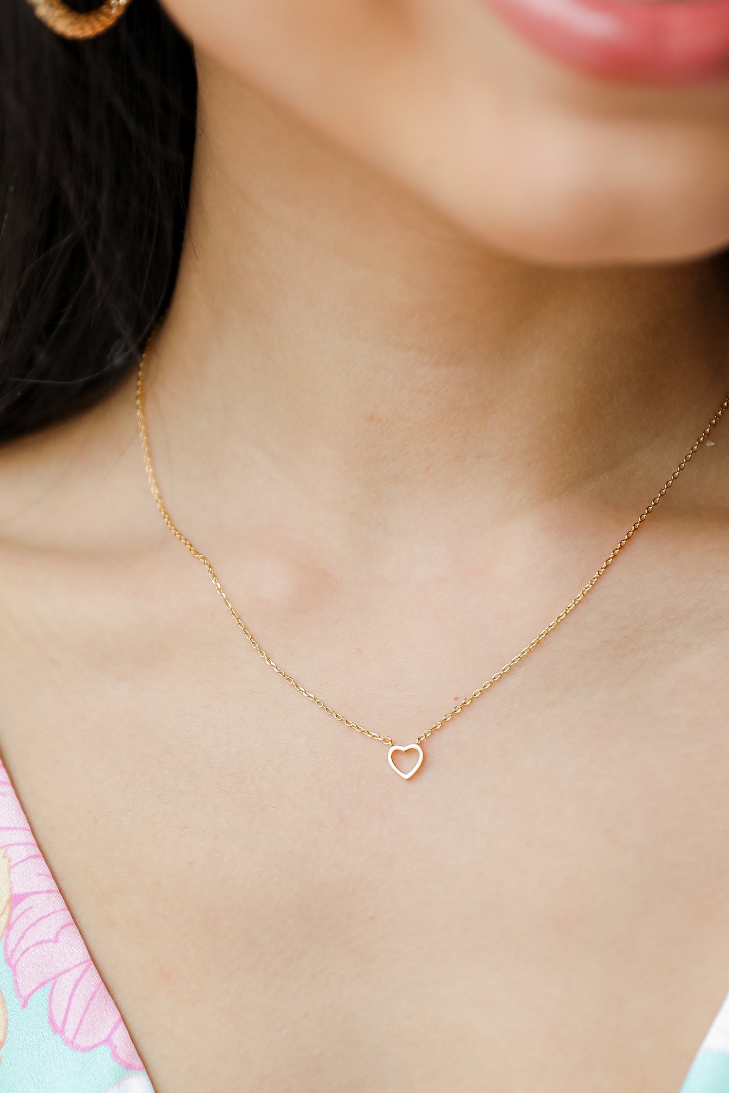 Gold Heart Charm Necklace