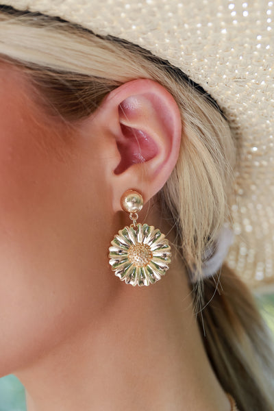 Lauren Gold Flower Drop Earrings