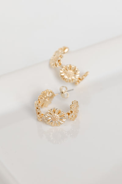 FINAL SALE - Leah Gold Flower Hoop Earrings